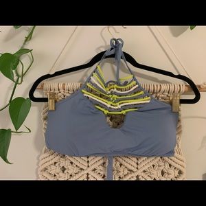 Gray and neon green halter top bikinis set